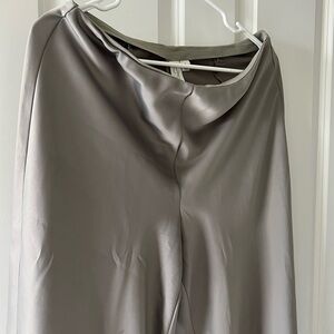 Elegant Gray Satin Skirt
